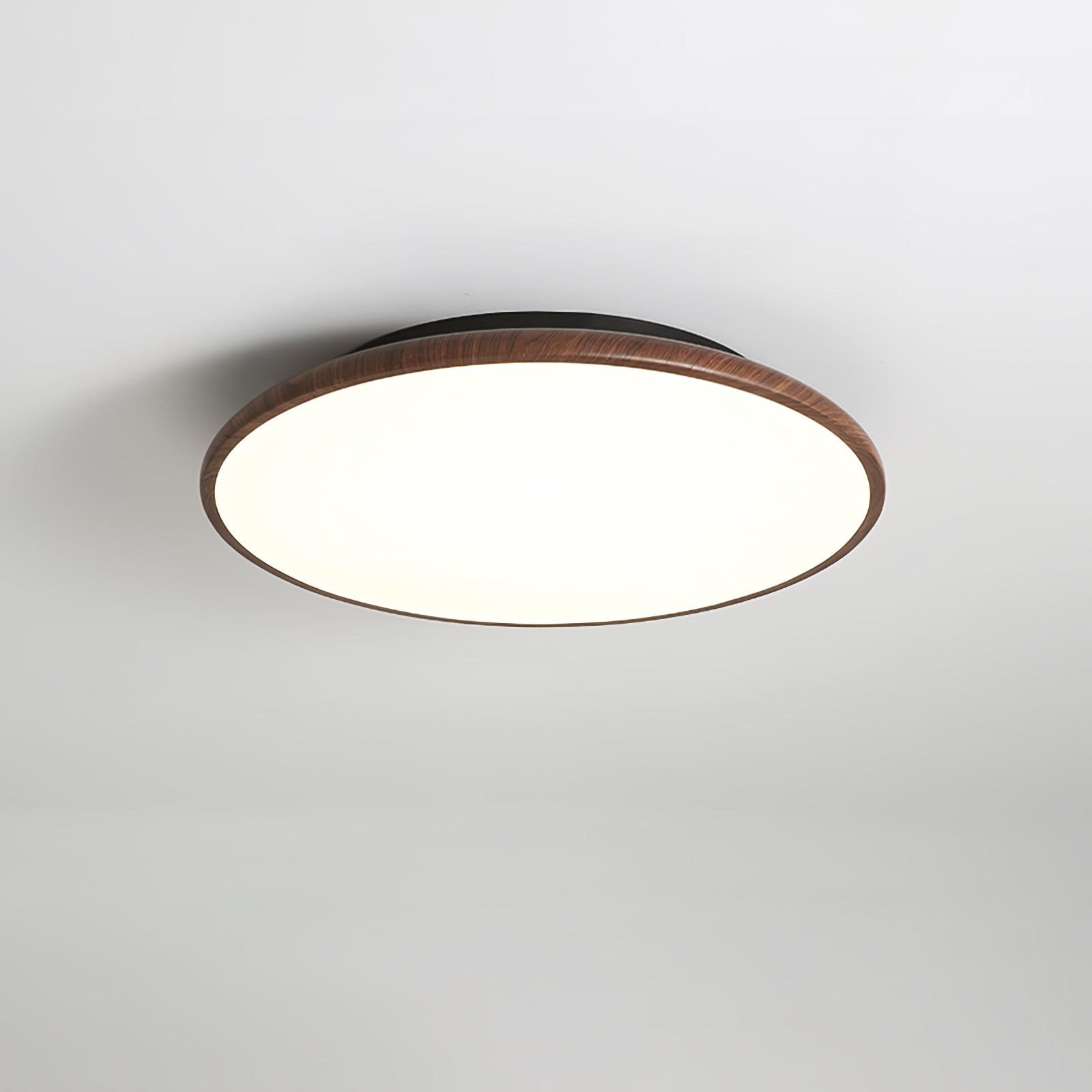 Modern Minimalist Geometric LED Ceiling Light with Walnut Wood Grain Finish