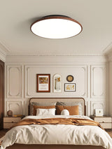 Modern Minimalist Geometric LED Ceiling Light with Walnut Wood Grain Finish