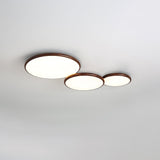 Modern Minimalist Geometric LED Ceiling Light with Walnut Wood Grain Finish
