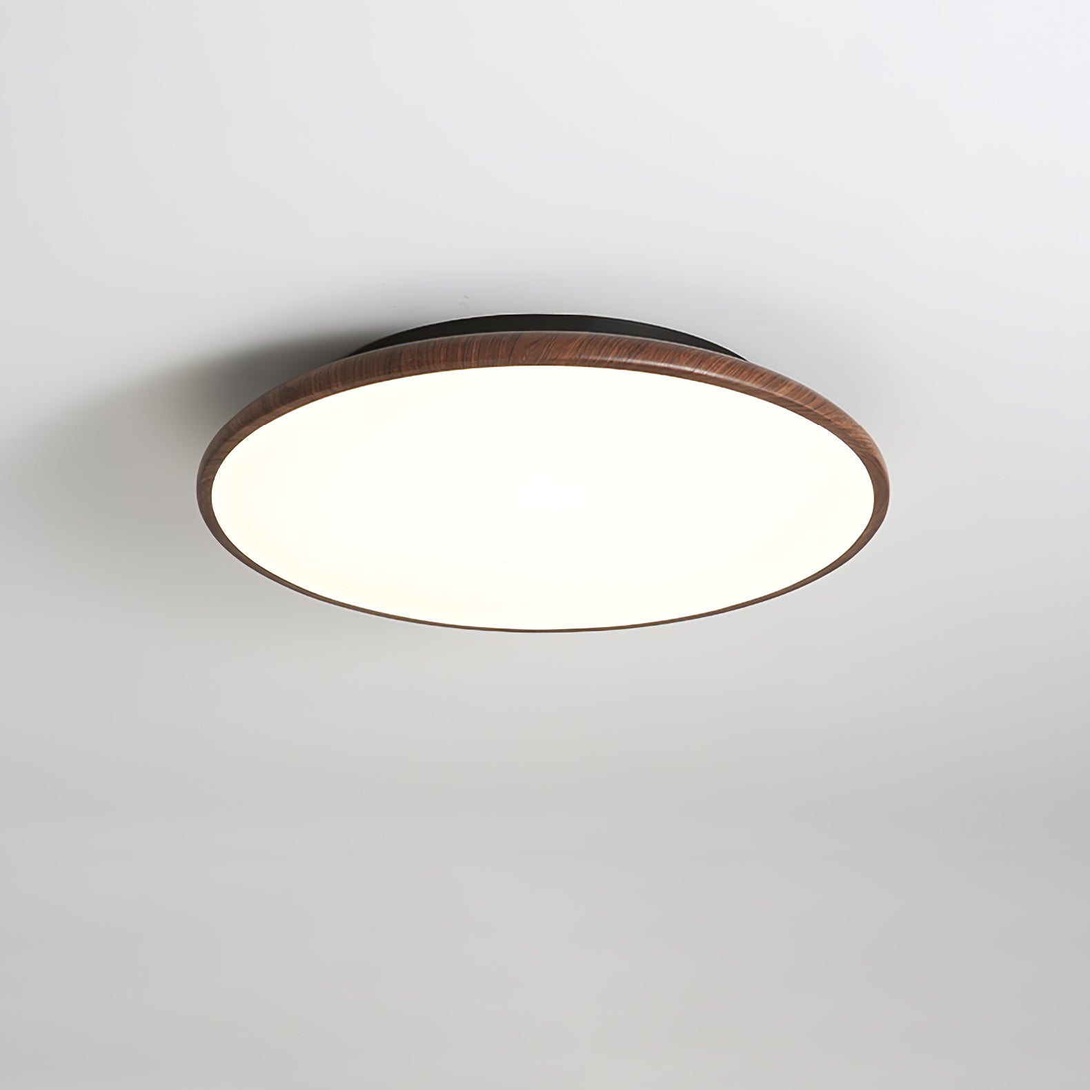 Modern Minimalist Geometric LED Ceiling Light with Walnut Wood Grain Finish