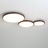 Modern Minimalist Geometric LED Ceiling Light with Walnut Wood Grain Finish