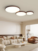 Modern Minimalist Geometric LED Ceiling Light with Walnut Wood Grain Finish