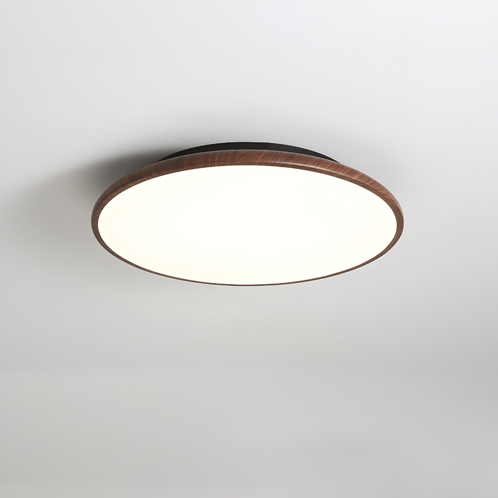 Modern Minimalist Geometric LED Ceiling Light with Walnut Wood Grain Finish