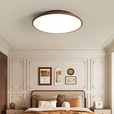 Modern Minimalist Geometric LED Ceiling Light with Walnut Wood Grain Finish