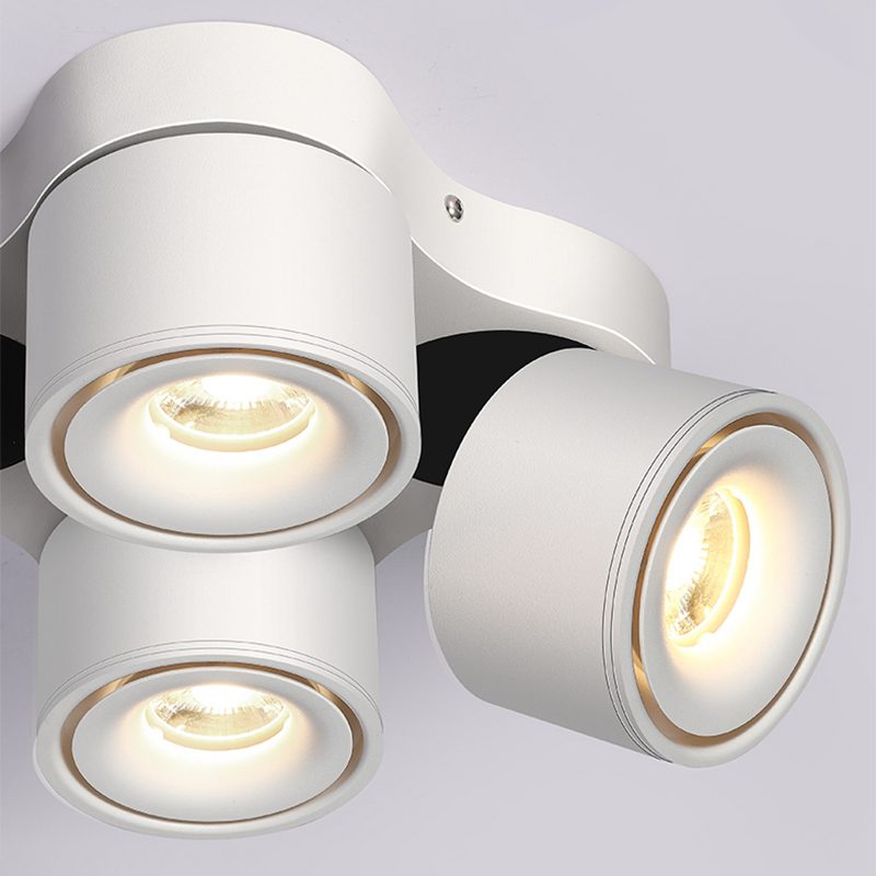 Modern Three Head Rotating Folding LED Flush Mount Ceiling Lamp for Indoor Lighting