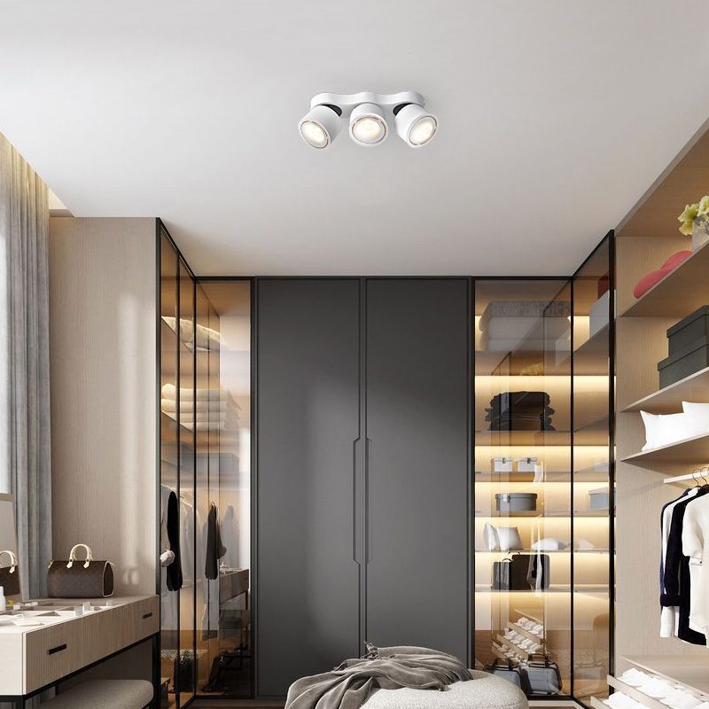 Modern Three Head Rotating Folding LED Flush Mount Ceiling Lamp for Indoor Lighting