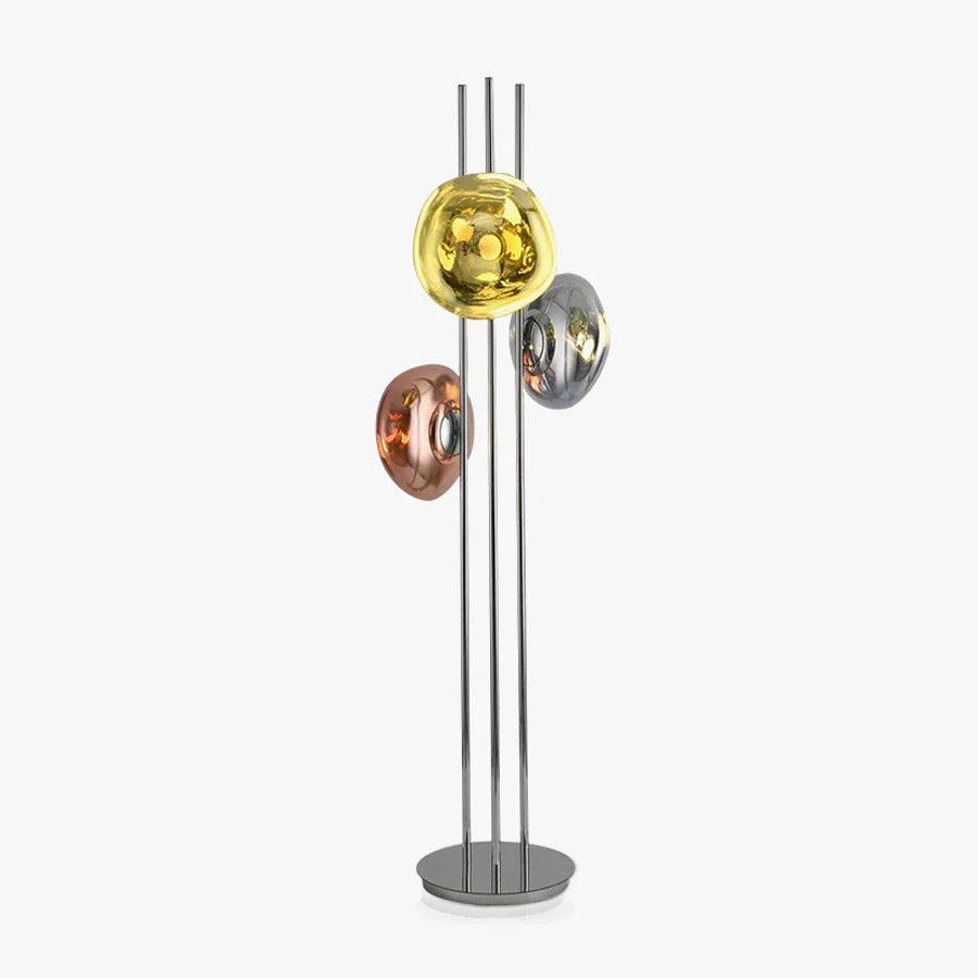Modern Trio Lava Glass Standing Lamp with Three Chrome Orbs for Ambient Home Lighting