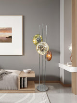 Modern Trio Lava Glass Standing Lamp with Three Chrome Orbs for Ambient Home Lighting