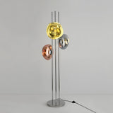 Modern Trio Lava Glass Standing Lamp with Three Chrome Orbs for Ambient Home Lighting