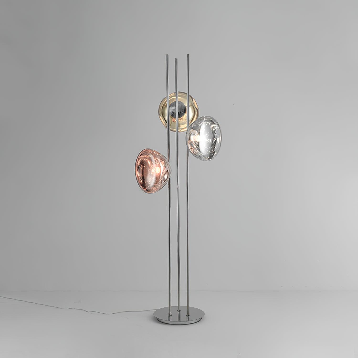 Modern Trio Lava Glass Standing Lamp with Three Chrome Orbs for Ambient Home Lighting