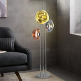 Modern Trio Lava Glass Standing Lamp with Three Chrome Orbs for Ambient Home Lighting