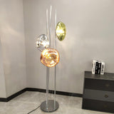 Modern Trio Lava Glass Standing Lamp with Three Chrome Orbs for Ambient Home Lighting