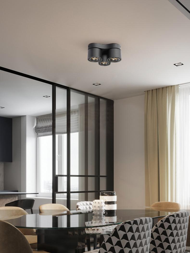 Adjustable Rotating Three Head LED Spotlight Flush Mount Ceiling Fixture for Accent Lighting