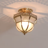 vintage-tiffany-style-brass-ceiling-light-white-glass-shade-semi-flush-mount-fixture