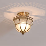 vintage-tiffany-style-brass-ceiling-light-white-glass-shade-semi-flush-mount-fixture
