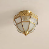 vintage-tiffany-style-brass-ceiling-light-white-glass-shade-semi-flush-mount-fixture