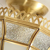 vintage-tiffany-style-brass-ceiling-light-white-glass-shade-semi-flush-mount-fixture
