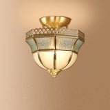 vintage-tiffany-style-brass-ceiling-light-white-glass-shade-semi-flush-mount-fixture