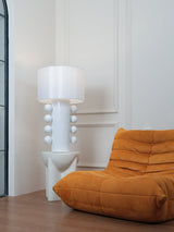 Contemporary Geometric Table Lamp with Spherical Base Accents for Modern Bedroom Decor