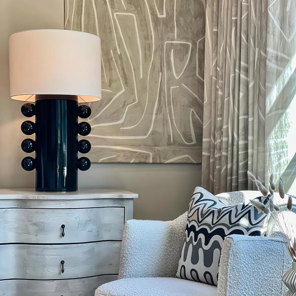 Contemporary Geometric Table Lamp with Spherical Base Accents for Modern Bedroom Decor