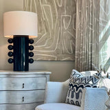 Contemporary Geometric Table Lamp with Spherical Base Accents for Modern Bedroom Decor