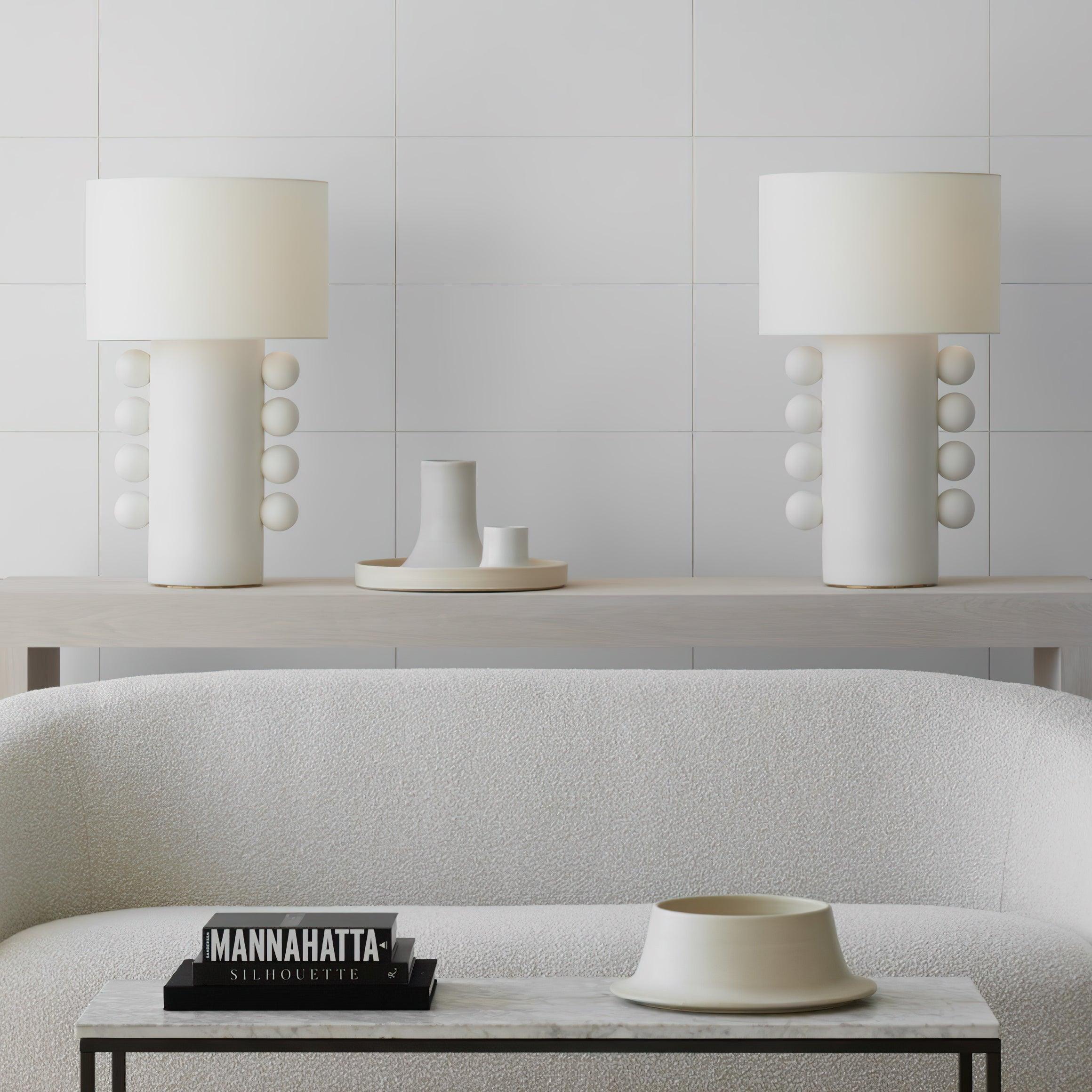 Contemporary Geometric Table Lamp with Spherical Base Accents for Modern Bedroom Decor