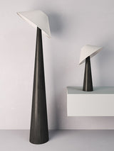 Modern Scandinavian Wooden Floor Lamp with Tilt Hat Fabric Shade Standing Light