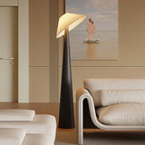 Modern Scandinavian Wooden Floor Lamp with Tilt Hat Fabric Shade Standing Light