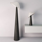 Modern Scandinavian Wooden Floor Lamp with Tilt Hat Fabric Shade Standing Light