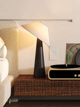 Modern Scandinavian Wooden Floor Lamp with Tilt Hat Fabric Shade Standing Light