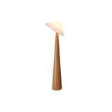 Modern Scandinavian Wooden Floor Lamp with Tilt Hat Fabric Shade Standing Light