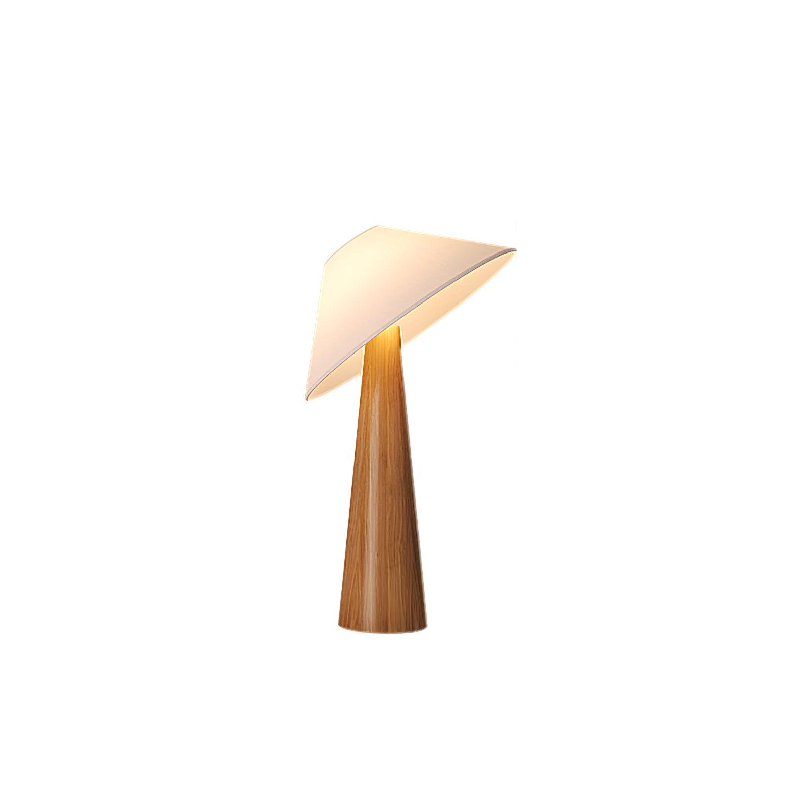 Modern Scandinavian Wooden Floor Lamp with Tilt Hat Fabric Shade Standing Light