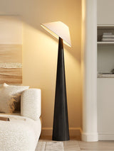 Modern Scandinavian Wooden Floor Lamp with Tilt Hat Fabric Shade Standing Light
