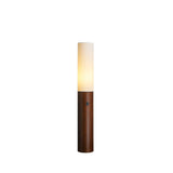 Minimalist Wood Column Standing Floor Lamp with Tall Fabric Shade and LED Light