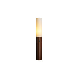 Minimalist Wood Column Standing Floor Lamp with Tall Fabric Shade and LED Light