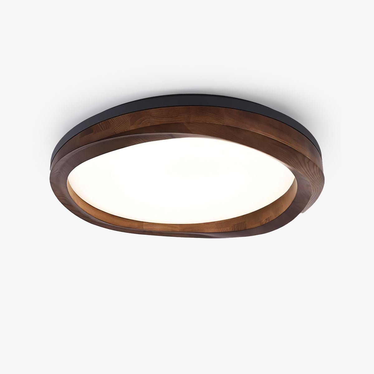 Timber Round Wood Ceiling Lamp Modern LED Flush Mount Light Fixture for Living Room and Bedroom
