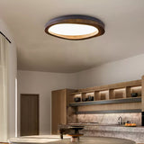 Timber Round Wood Ceiling Lamp Modern LED Flush Mount Light Fixture for Living Room and Bedroom