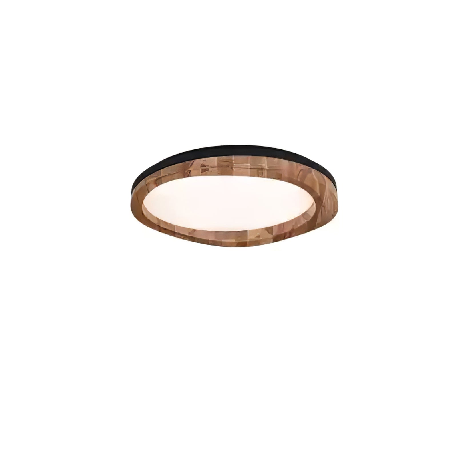 Timber Round Wood Ceiling Lamp Modern LED Flush Mount Light Fixture for Living Room and Bedroom