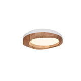 Timber Round Wood Ceiling Lamp Modern LED Flush Mount Light Fixture for Living Room and Bedroom