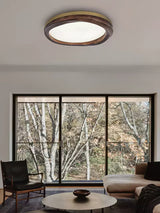 Timber Round Wood Ceiling Lamp Modern LED Flush Mount Light Fixture for Living Room and Bedroom