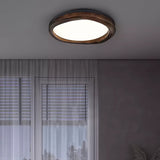 Timber Round Wood Ceiling Lamp Modern LED Flush Mount Light Fixture for Living Room and Bedroom