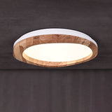 Timber Round Wood Ceiling Lamp Modern LED Flush Mount Light Fixture for Living Room and Bedroom