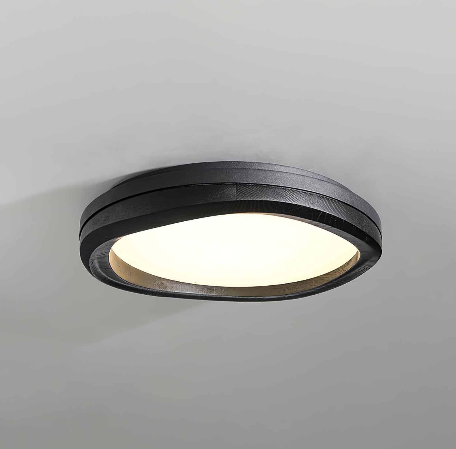 Timber Round Wood Ceiling Lamp Modern LED Flush Mount Light Fixture for Living Room and Bedroom