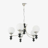 Tina Mid Century Modern Wood Crown Chandelier Glass Shade Pendant Lighting Fixture