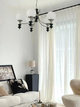Tina Mid Century Modern Wood Crown Chandelier Glass Shade Pendant Lighting Fixture