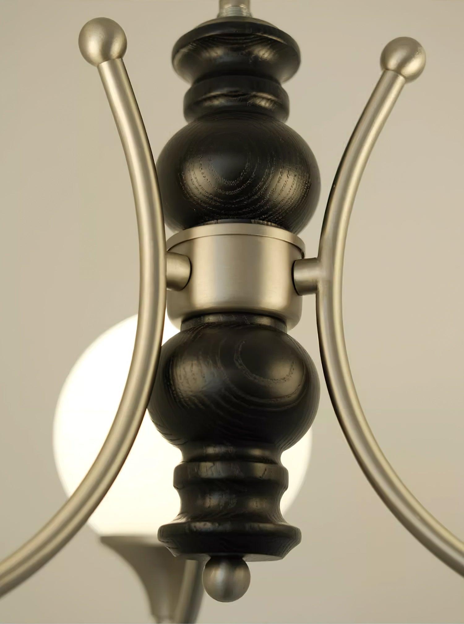Tina Mid Century Modern Wood Crown Chandelier Glass Shade Pendant Lighting Fixture