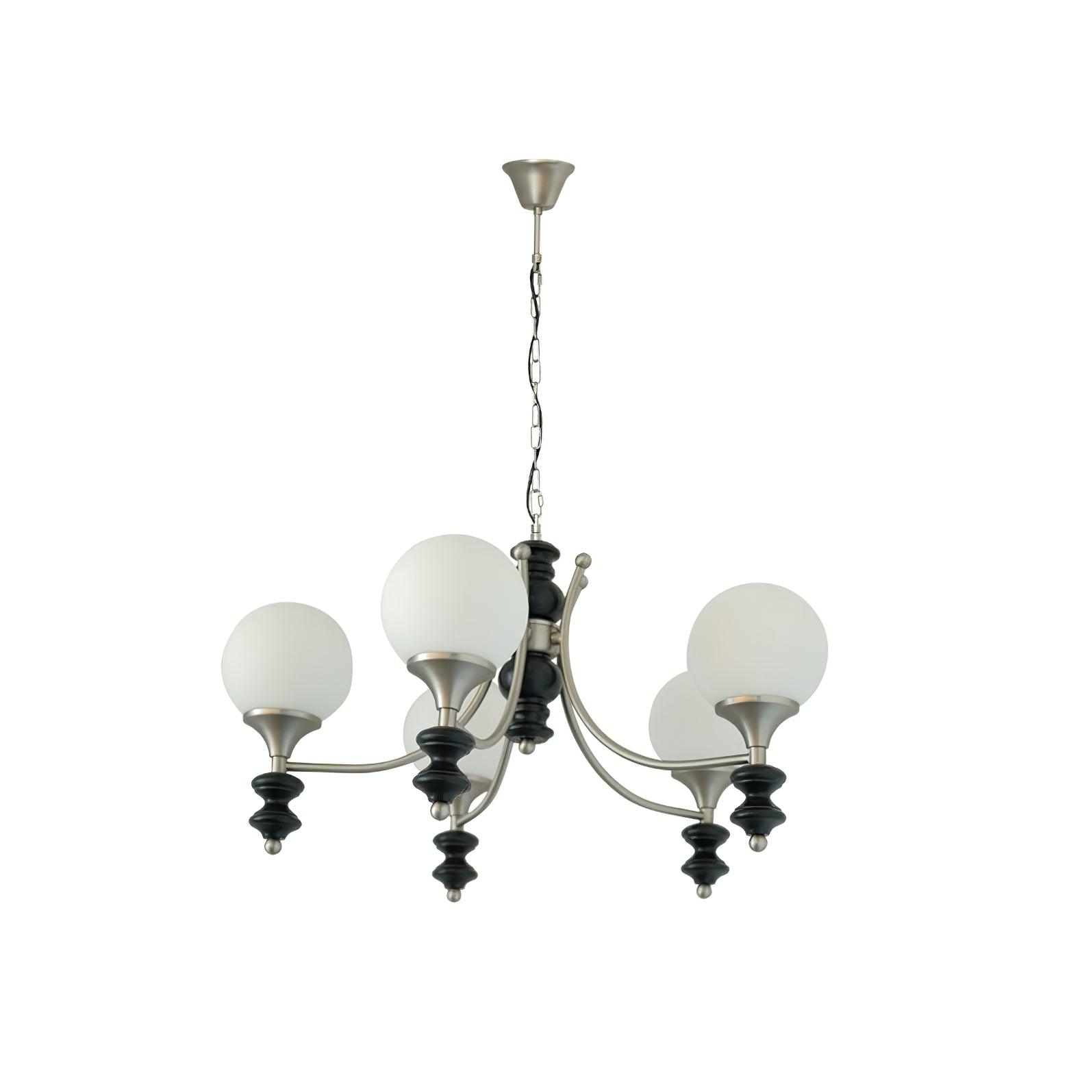Tina Mid Century Modern Wood Crown Chandelier Glass Shade Pendant Lighting Fixture