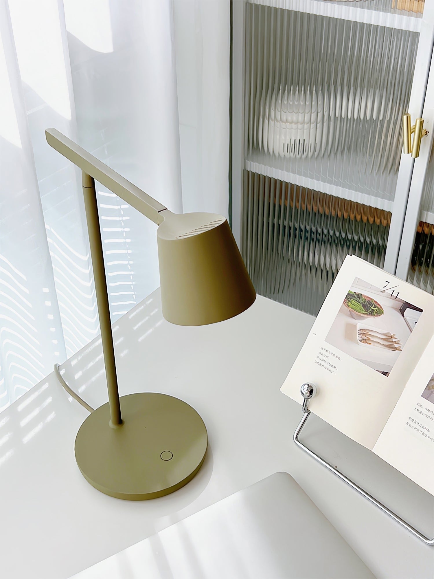 Modern Minimalist Tip Table Lamp with Adjustable Head and Dimmable LED Light for Workspace