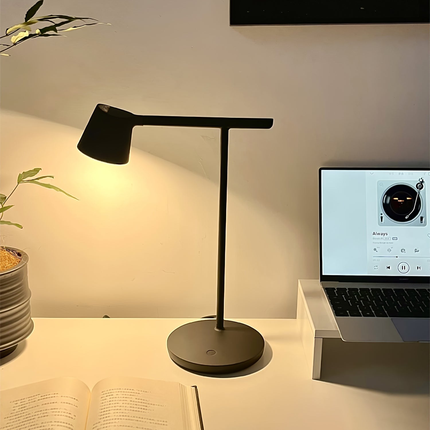 Modern Minimalist Tip Table Lamp with Adjustable Head and Dimmable LED Light for Workspace