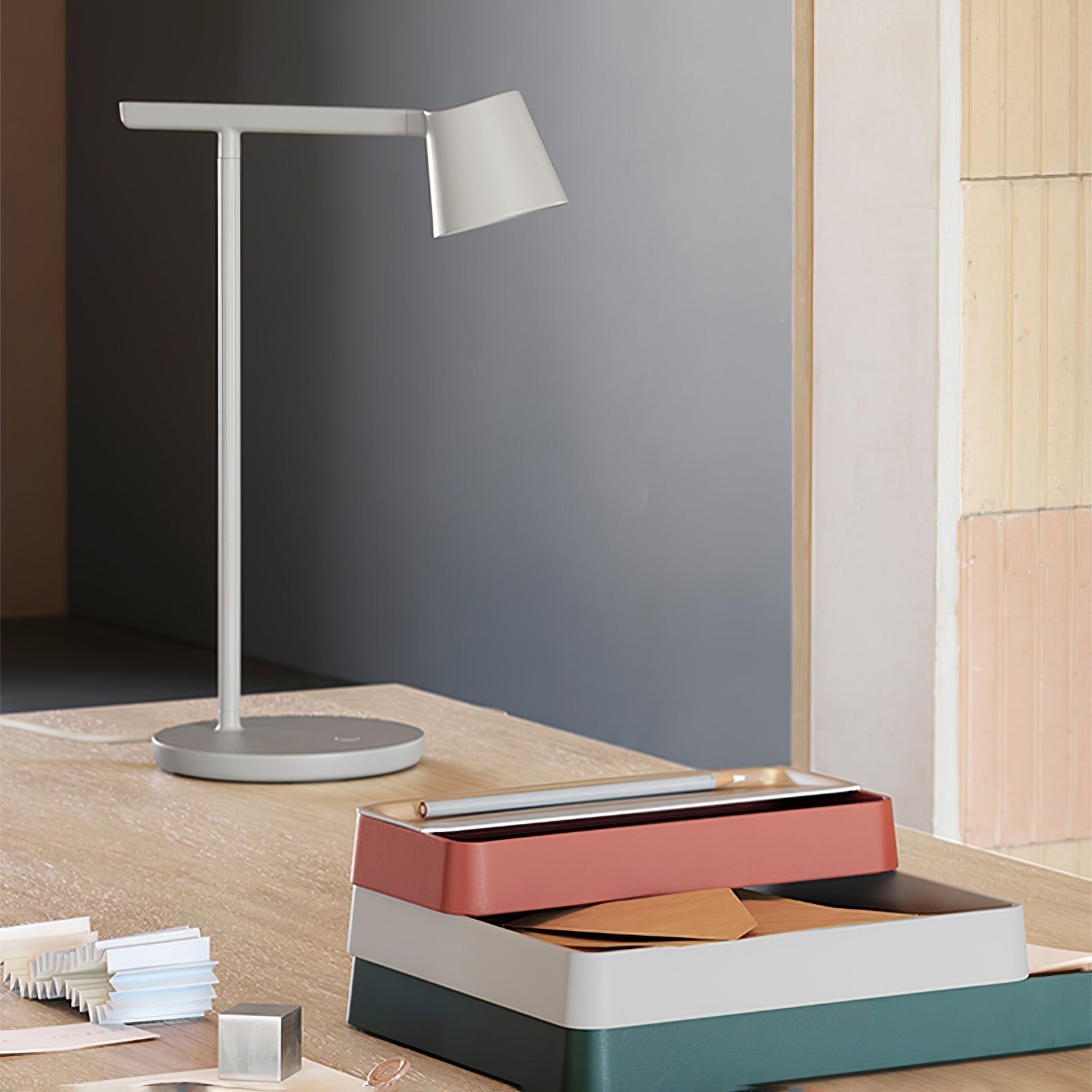 Modern Minimalist Tip Table Lamp with Adjustable Head and Dimmable LED Light for Workspace